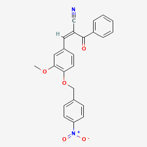 molecular formula C24H18N2O5 B2987431 3-(3-甲氧基-4-((4-硝基苯基)甲氧基)苯基)-2-(苯甲酰基)丙-2-enenitrile CAS No. 931886-75-8