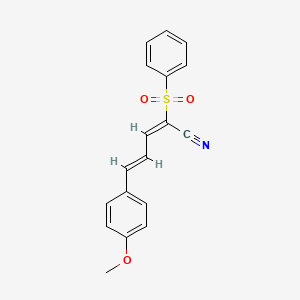 molecular formula C18H15NO3S B2987433 (2E,4E)-2-(benzenesulfonyl)-5-(4-methoxyphenyl)penta-2,4-dienenitrile CAS No. 140138-86-9