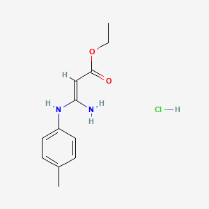 molecular formula C12H17ClN2O2 B2987434 Ethyl 3-amino-3-(4-toluidino)acrylate hydrochloride CAS No. 318239-42-8