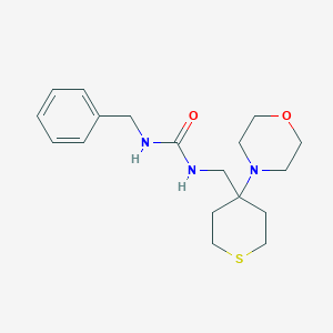 molecular formula C18H27N3O2S B2987438 1-Benzyl-3-[(4-morpholin-4-ylthian-4-yl)methyl]urea CAS No. 2380097-69-6