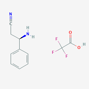 molecular formula C11H11F3N2O2 B2987448 (3R)-3-氨基-3-苯基丙腈，三氟乙酸 CAS No. 1807920-96-2