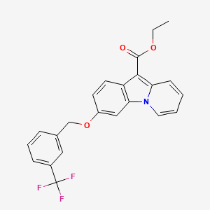 molecular formula C23H18F3NO3 B2987449 Ethyl 3-{[3-(trifluoromethyl)benzyl]oxy}pyrido[1,2-a]indole-10-carboxylate CAS No. 478067-89-9