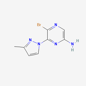 molecular formula C8H8BrN5 B2987462 5-溴-6-(3-甲基-1H-吡唑-1-基)吡嗪-2-胺 CAS No. 2266614-70-2