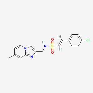 molecular formula C17H16ClN3O2S B2987463 (E)-2-(4-氯苯基)-N-[(7-甲基咪唑并[1,2-a]吡啶-2-基)甲基]乙烯磺酰胺 CAS No. 1356781-92-4