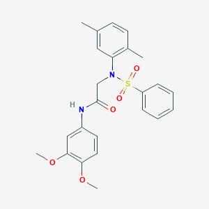 molecular formula C24H26N2O5S B298747 N-(3,4-dimethoxyphenyl)-2-[2,5-dimethyl(phenylsulfonyl)anilino]acetamide 