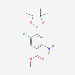 molecular formula C14H19BClNO4 B2987471 2-氨基-5-氯-4-(四甲基-1,3,2-二氧杂硼烷-2-基)苯甲酸甲酯 CAS No. 2377611-97-5