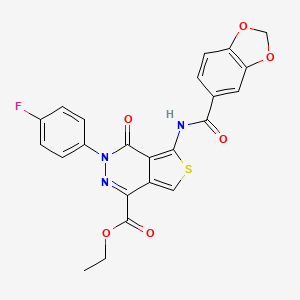 molecular formula C23H16FN3O6S B2987472 5-(苯并[d][1,3]二氧杂环-5-甲酰氨基)-3-(4-氟苯基)-4-氧代-3,4-二氢噻吩并[3,4-d]哒嗪-1-甲酸乙酯 CAS No. 851949-22-9