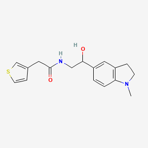 B2987477 N-(2-hydroxy-2-(1-methylindolin-5-yl)ethyl)-2-(thiophen-3-yl)acetamide CAS No. 1705753-03-2