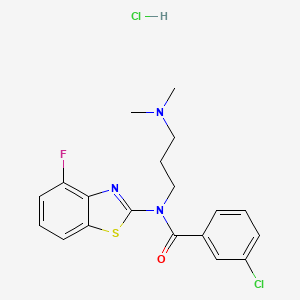 molecular formula C19H20Cl2FN3OS B2987478 3-氯-N-(3-(二甲氨基)丙基)-N-(4-氟苯并[d]噻唑-2-基)苯甲酰胺盐酸盐 CAS No. 1217069-58-3