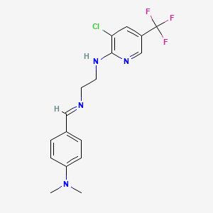 molecular formula C17H18ClF3N4 B2987483 N~1~-[3-氯-5-(三氟甲基)-2-吡啶基]-N~2~-{[4-(二甲胺基)苯基]甲亚胺}-1,2-乙二胺 CAS No. 338409-13-5