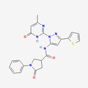 N-[2-(4-Methyl-6-oxo-1H-pyrimidin-2-yl)-5-thiophen-2-ylpyrazol-3-yl]-5-oxo-1-phenylpyrrolidine-3-carboxamide