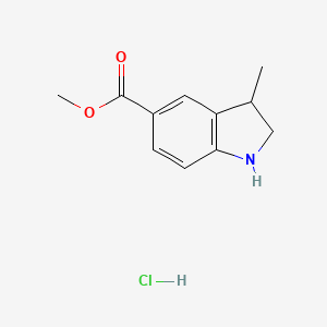 molecular formula C11H14ClNO2 B2987509 3-甲基-2,3-二氢-1H-吲哚-5-甲酸甲酯；盐酸盐 CAS No. 2247105-39-9