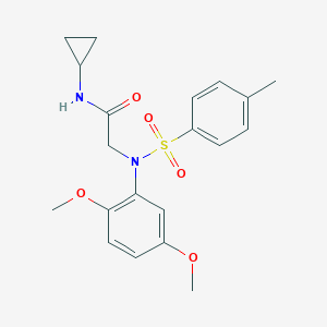 molecular formula C20H24N2O5S B298751 N-cyclopropyl-2-{2,5-dimethoxy[(4-methylphenyl)sulfonyl]anilino}acetamide 