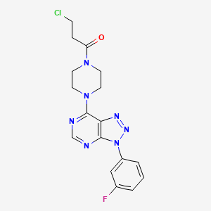 molecular formula C17H17ClFN7O B2987512 3-chloro-1-(4-(3-(3-fluorophenyl)-3H-[1,2,3]triazolo[4,5-d]pyrimidin-7-yl)piperazin-1-yl)propan-1-one CAS No. 920227-14-1