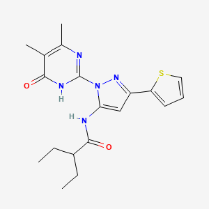 molecular formula C19H23N5O2S B2987520 N-(1-(4,5-dimethyl-6-oxo-1,6-dihydropyrimidin-2-yl)-3-(thiophen-2-yl)-1H-pyrazol-5-yl)-2-ethylbutanamide CAS No. 1170166-72-9