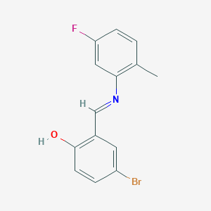 molecular formula C14H11BrFNO B2987522 4-bromo-2-{(E)-[(5-fluoro-2-methylphenyl)imino]methyl}phenol CAS No. 1232825-37-4