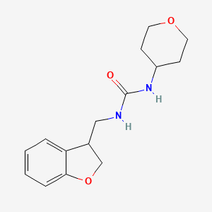 molecular formula C15H20N2O3 B2987524 3-[(2,3-Dihydro-1-benzofuran-3-yl)methyl]-1-(oxan-4-yl)urea CAS No. 2097890-48-5