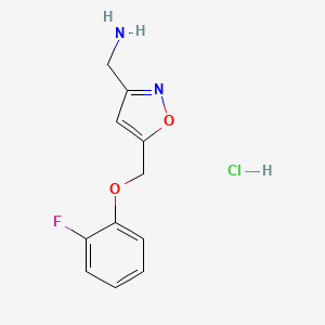 molecular formula C11H12ClFN2O2 B2987525 [5-[(2-Fluorophenoxy)methyl]-1,2-oxazol-3-yl]methanamine;hydrochloride CAS No. 2411287-81-3
