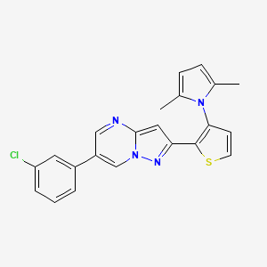 molecular formula C22H17ClN4S B2987528 6-(3-chlorophenyl)-2-[3-(2,5-dimethyl-1H-pyrrol-1-yl)-2-thienyl]pyrazolo[1,5-a]pyrimidine CAS No. 866132-33-4