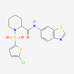 molecular formula C17H16ClN3O3S3 B2987531 N-(苯并[d]噻唑-6-基)-1-((5-氯噻吩-2-基)磺酰基)哌啶-2-甲酰胺 CAS No. 1050206-64-8