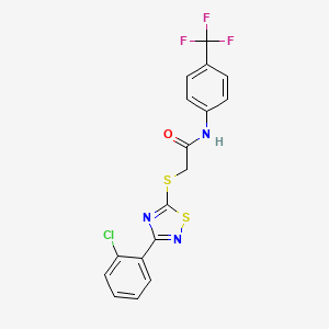 molecular formula C17H11ClF3N3OS2 B2987533 2-((3-(2-氯苯基)-1,2,4-噻二唑-5-基)硫代)-N-(4-(三氟甲基)苯基)乙酰胺 CAS No. 864919-36-8