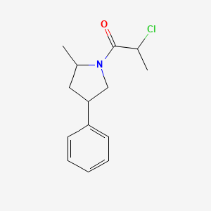 molecular formula C14H18ClNO B2987543 2-Chloro-1-(2-methyl-4-phenylpyrrolidin-1-yl)propan-1-one CAS No. 2411273-79-3