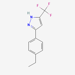 molecular formula C12H11F3N2 B2987551 5-(4-ethylphenyl)-3-(trifluoromethyl)-1H-pyrazole CAS No. 1037420-88-4