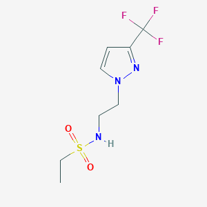 molecular formula C8H12F3N3O2S B2987552 N-(2-(3-(三氟甲基)-1H-吡唑-1-基)乙基)乙磺酰胺 CAS No. 1448060-66-9