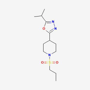 molecular formula C13H23N3O3S B2987554 2-Isopropyl-5-(1-(propylsulfonyl)piperidin-4-yl)-1,3,4-oxadiazole CAS No. 1172054-96-4