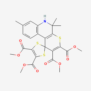molecular formula C25H25NO8S3 B2987555 Tetramethyl 5',5',8'-trimethyl-5',6'-dihydrospiro[1,3-dithiole-2,1'-thiopyrano[2,3-c]quinoline]-2',3',4,5-tetracarboxylate CAS No. 305343-76-4