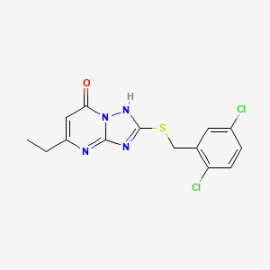 molecular formula C14H12Cl2N4OS B2987570 2-{[(2,5-Dichlorophenyl)methyl]sulfanyl}-5-Ethyl-[1,2,4]triazolo[1,5-A]pyrimidin-7-Ol CAS No. 1383456-79-8