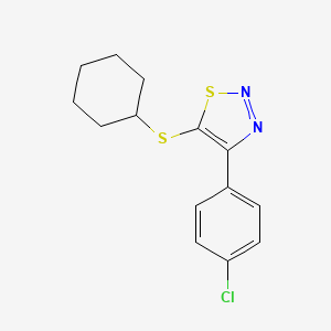 molecular formula C14H15ClN2S2 B2987579 4-(4-Chlorophenyl)-5-(cyclohexylsulfanyl)-1,2,3-thiadiazole CAS No. 337380-11-7