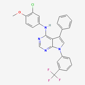 molecular formula C26H18ClF3N4O B2987582 N-(3-chloro-4-methoxyphenyl)-5-phenyl-7-(3-(trifluoromethyl)phenyl)-7H-pyrrolo[2,3-d]pyrimidin-4-amine CAS No. 477237-86-8