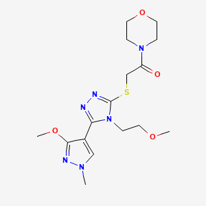 2-((5-(3-methoxy-1-methyl-1H-pyrazol-4-yl)-4-(2-methoxyethyl)-4H-1,2,4-triazol-3-yl)thio)-1-morpholinoethanone