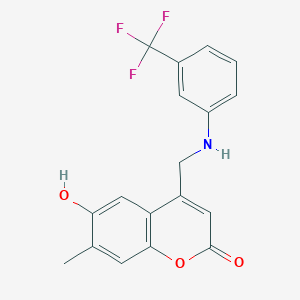 6-Hydroxy-7-methyl-4-({[3-(trifluoromethyl)phenyl]amino}methyl)chromen-2-one