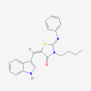 molecular formula C22H21N3OS B298760 (5E)-3-butyl-5-(1H-indol-3-ylmethylidene)-2-phenylimino-1,3-thiazolidin-4-one 
