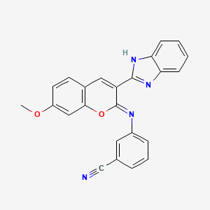 B2987604 3-[[3-(1H-benzimidazol-2-yl)-7-methoxychromen-2-ylidene]amino]benzonitrile CAS No. 324021-08-1