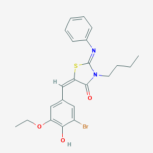 molecular formula C22H23BrN2O3S B298761 5-(3-Bromo-5-ethoxy-4-hydroxybenzylidene)-3-butyl-2-(phenylimino)-1,3-thiazolidin-4-one 
