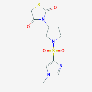 molecular formula C11H14N4O4S2 B2987610 3-(1-((1-甲基-1H-咪唑-4-基)磺酰基)吡咯烷-3-基)噻唑烷-2,4-二酮 CAS No. 1795364-40-7