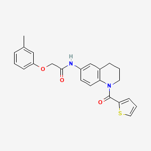 molecular formula C23H22N2O3S B2987613 2-(3-methylphenoxy)-N-[1-(thiophene-2-carbonyl)-1,2,3,4-tetrahydroquinolin-6-yl]acetamide CAS No. 1005305-83-8