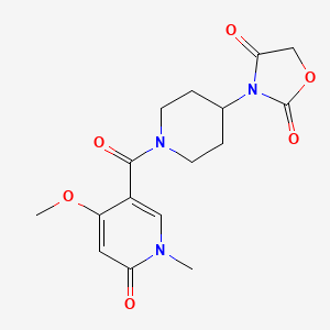 molecular formula C16H19N3O6 B2987614 3-(1-(4-甲氧基-1-甲基-6-氧代-1,6-二氢吡啶-3-羰基)哌啶-4-基)恶唑烷-2,4-二酮 CAS No. 2034362-56-4