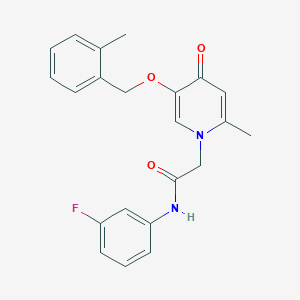 molecular formula C22H21FN2O3 B2987615 N-(3-fluorophenyl)-2-(2-methyl-5-((2-methylbenzyl)oxy)-4-oxopyridin-1(4H)-yl)acetamide CAS No. 946333-34-2