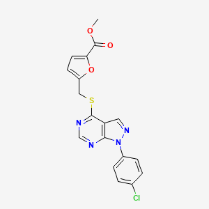 molecular formula C18H13ClN4O3S B2987619 5-[[1-(4-氯苯基)吡唑并[3,4-d]嘧啶-4-基]硫代甲基]呋喃-2-甲酸甲酯 CAS No. 893914-80-2