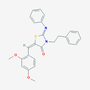 molecular formula C26H24N2O3S B298762 (2E,5E)-5-(2,4-dimethoxybenzylidene)-3-(2-phenylethyl)-2-(phenylimino)-1,3-thiazolidin-4-one 