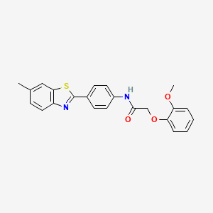 molecular formula C23H20N2O3S B2987623 2-(2-methoxyphenoxy)-N-[4-(6-methyl-1,3-benzothiazol-2-yl)phenyl]acetamide CAS No. 447427-58-9