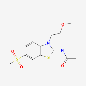 N-[3-(2-methoxyethyl)-6-methylsulfonyl-1,3-benzothiazol-2-ylidene]acetamide