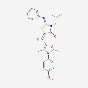 molecular formula C27H29N3O2S B298763 3-isobutyl-5-{[1-(4-methoxyphenyl)-2,5-dimethyl-1H-pyrrol-3-yl]methylene}-2-(phenylimino)-1,3-thiazolidin-4-one 