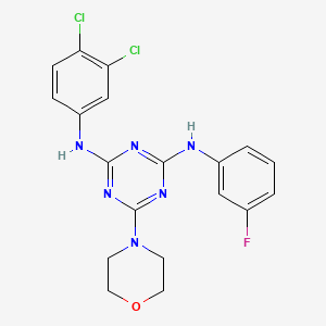 molecular formula C19H17Cl2FN6O B2987642 N2-(3,4-dichlorophenyl)-N4-(3-fluorophenyl)-6-morpholino-1,3,5-triazine-2,4-diamine CAS No. 898611-47-7