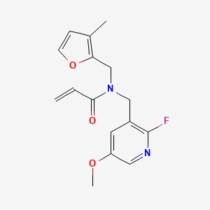 molecular formula C16H17FN2O3 B2987647 N-[(2-Fluoro-5-methoxypyridin-3-yl)methyl]-N-[(3-methylfuran-2-yl)methyl]prop-2-enamide CAS No. 2411302-29-7