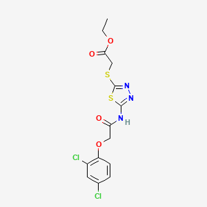 Ethyl 2-((5-(2-(2,4-dichlorophenoxy)acetamido)-1,3,4-thiadiazol-2-yl)thio)acetate